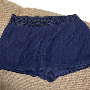 Never worn, navy blue lace shorts